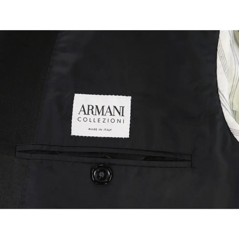 Armani Collezioni Black 2-Btn Wool Tuxedo Formal Wedding Suit 44L